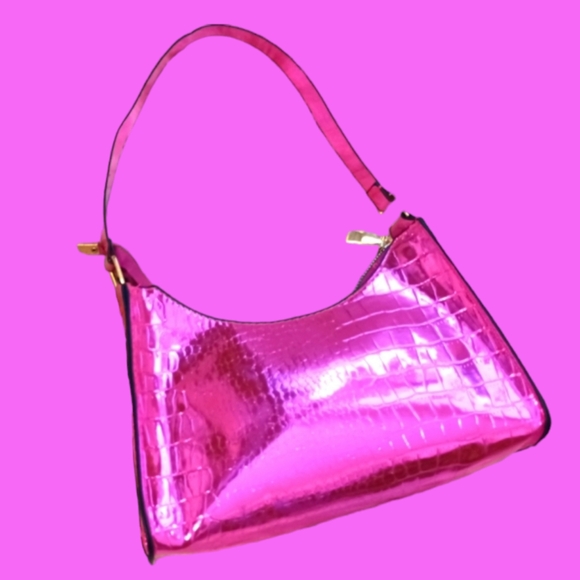 Handbags - HOT PINK CROCODILE PURSE